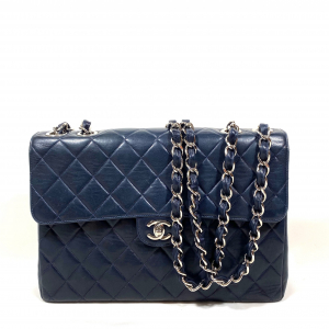 CHANEL JUMBO QUILTED DARK-BLUE FLAP BAG