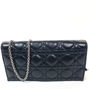 DIOR CHAIN POUCH IN BLACK CANNAGE LEATHER